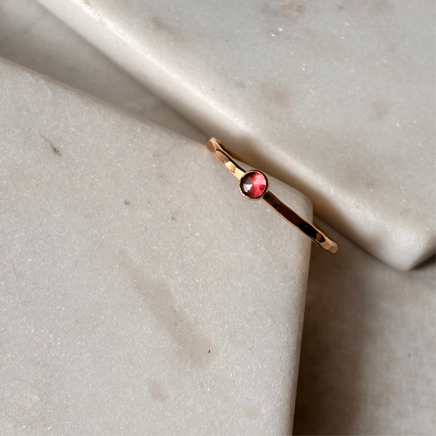 Petite Pink Tourmaline Stacking Ring - 14k gold-fill