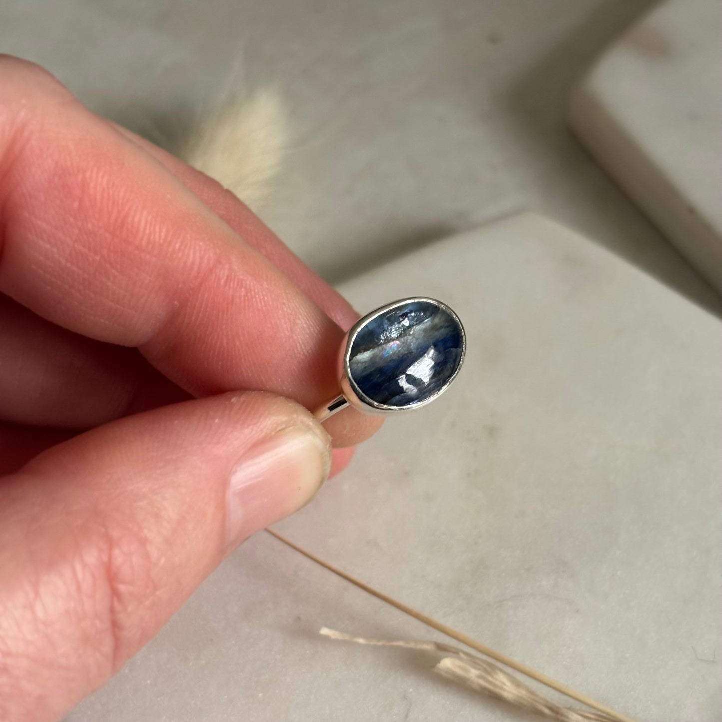 Smooth Kyanite Ring - Size 7