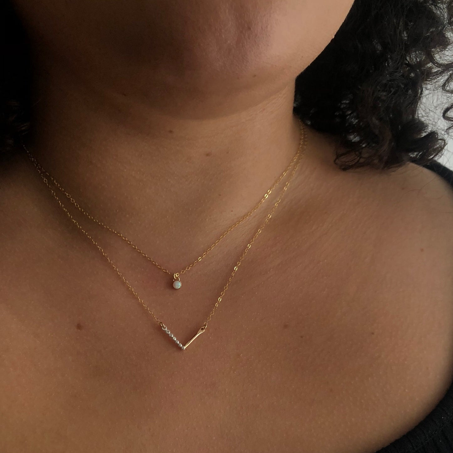 Mixed Metal Prism Chevron Necklace