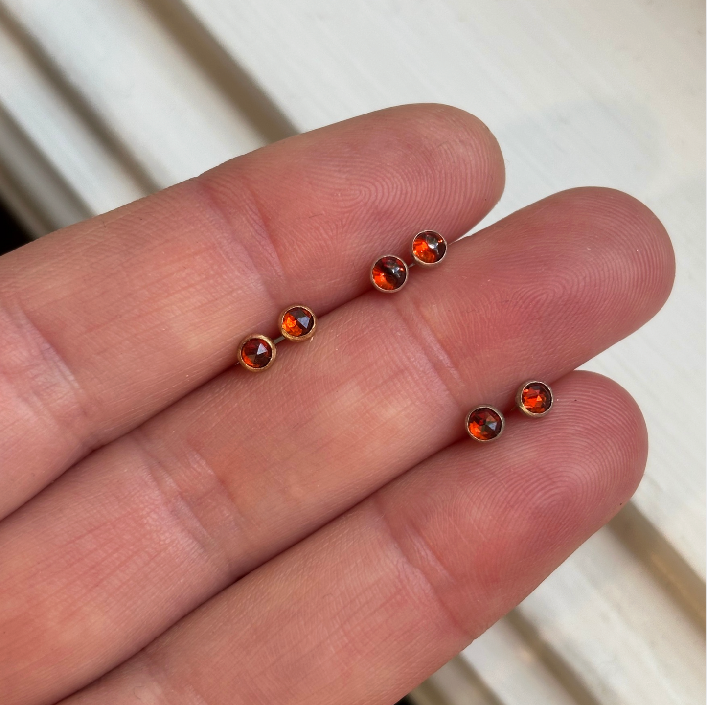 CLEARANCE Mini Gemstone Studs - Smooth Garnet