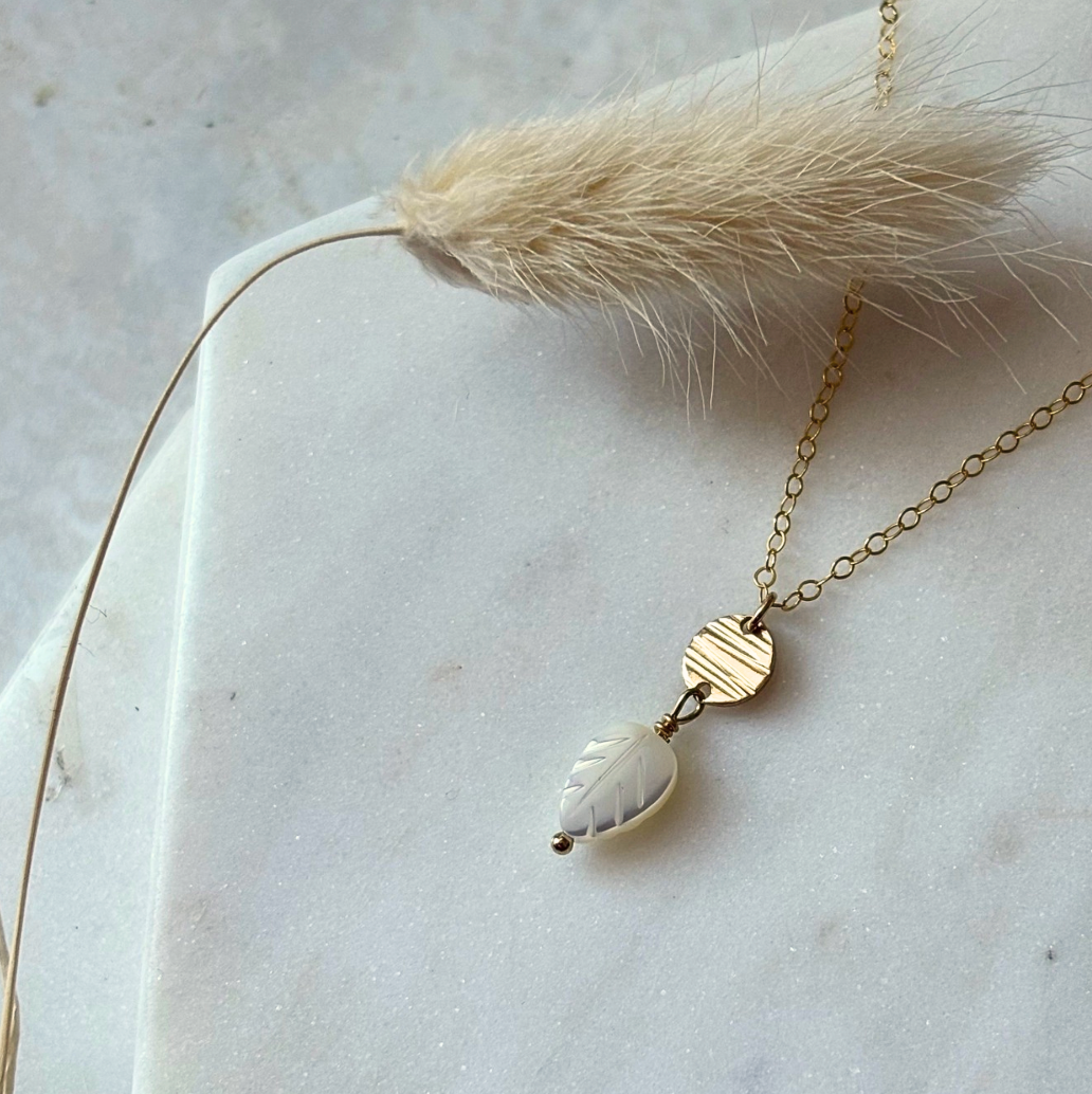 OOAK Mother of Pearl Leaf Necklace
