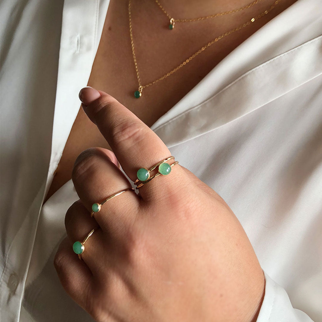 Aventurine Stacking Ring - 14k gold-fill