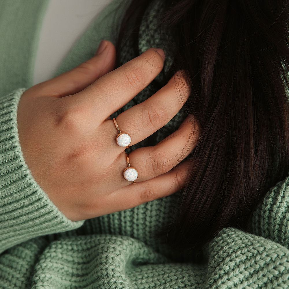 Large Opal Stacking Ring - 14k gold-fill