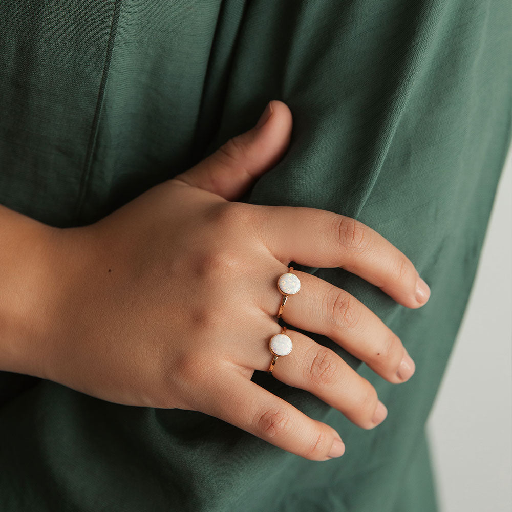 Large Opal Stacking Ring - 14k gold-fill