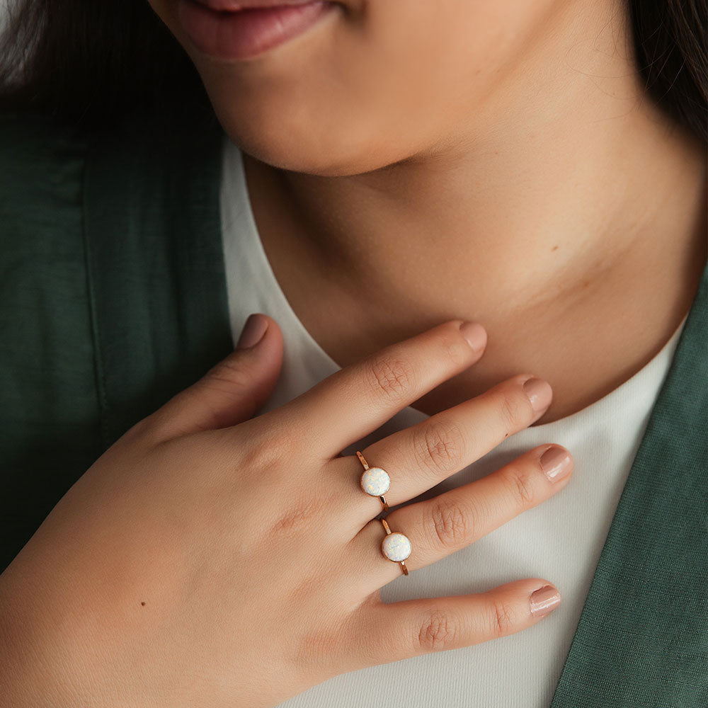 Large Opal Stacking Ring - 14k gold-fill