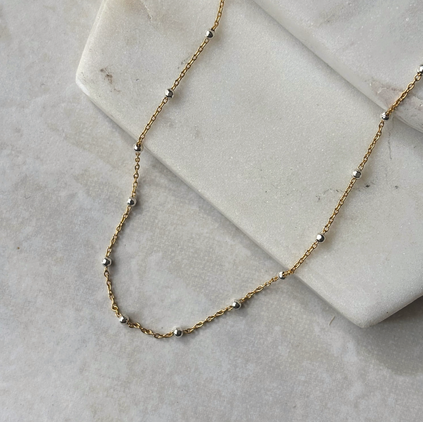 Mixed Metal Orb Chain Necklace