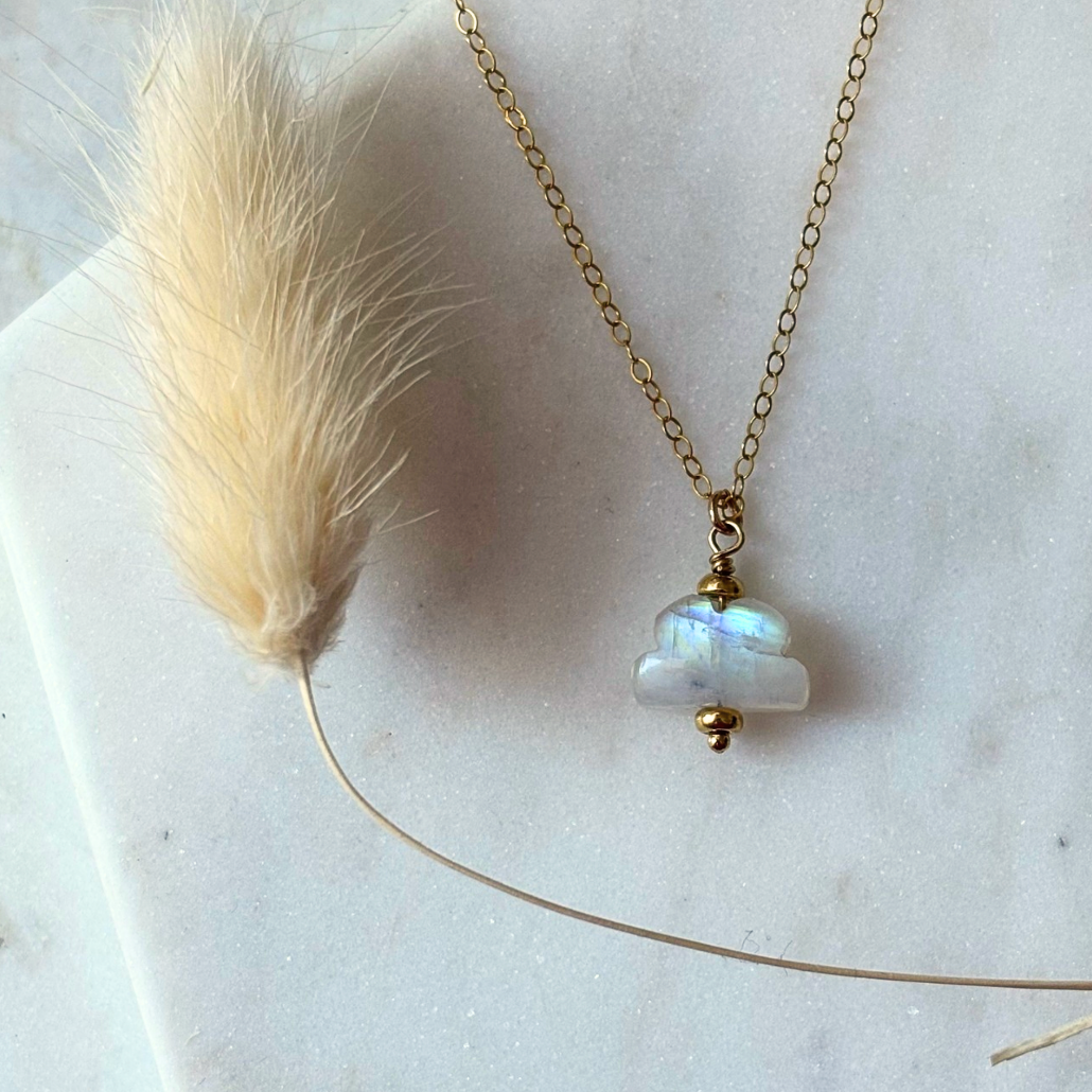 OOAK Rainbow Moonstone Cloud Necklace