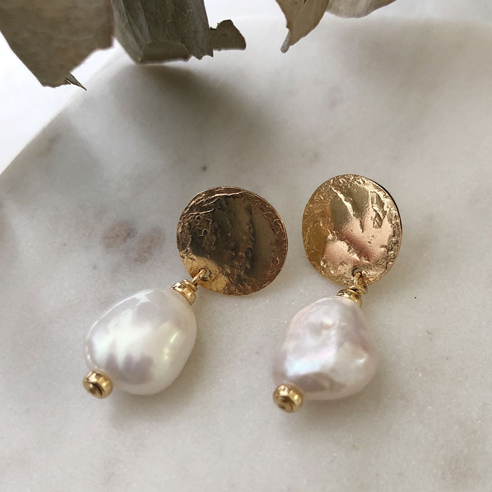 Large Pearl Stardust Stud Earrings