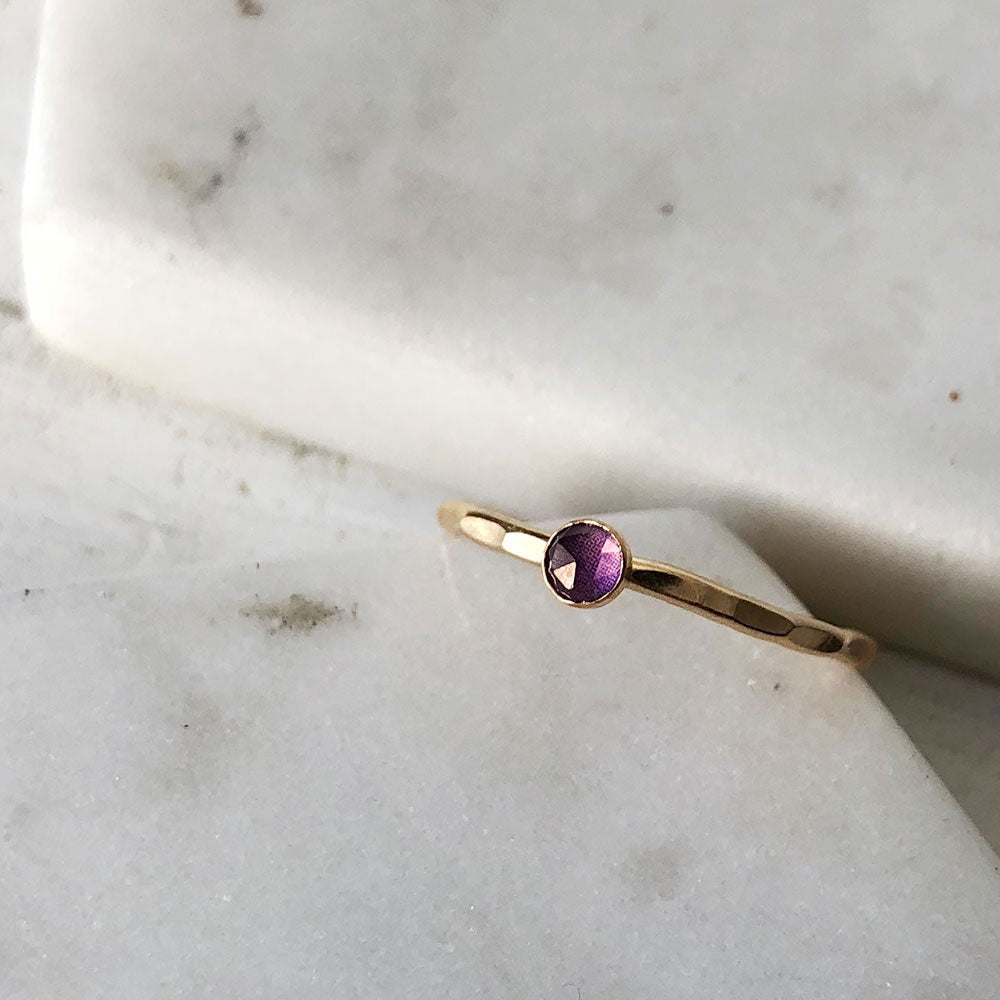 Petite Amethyst Stacking Ring - 14k gold-fill