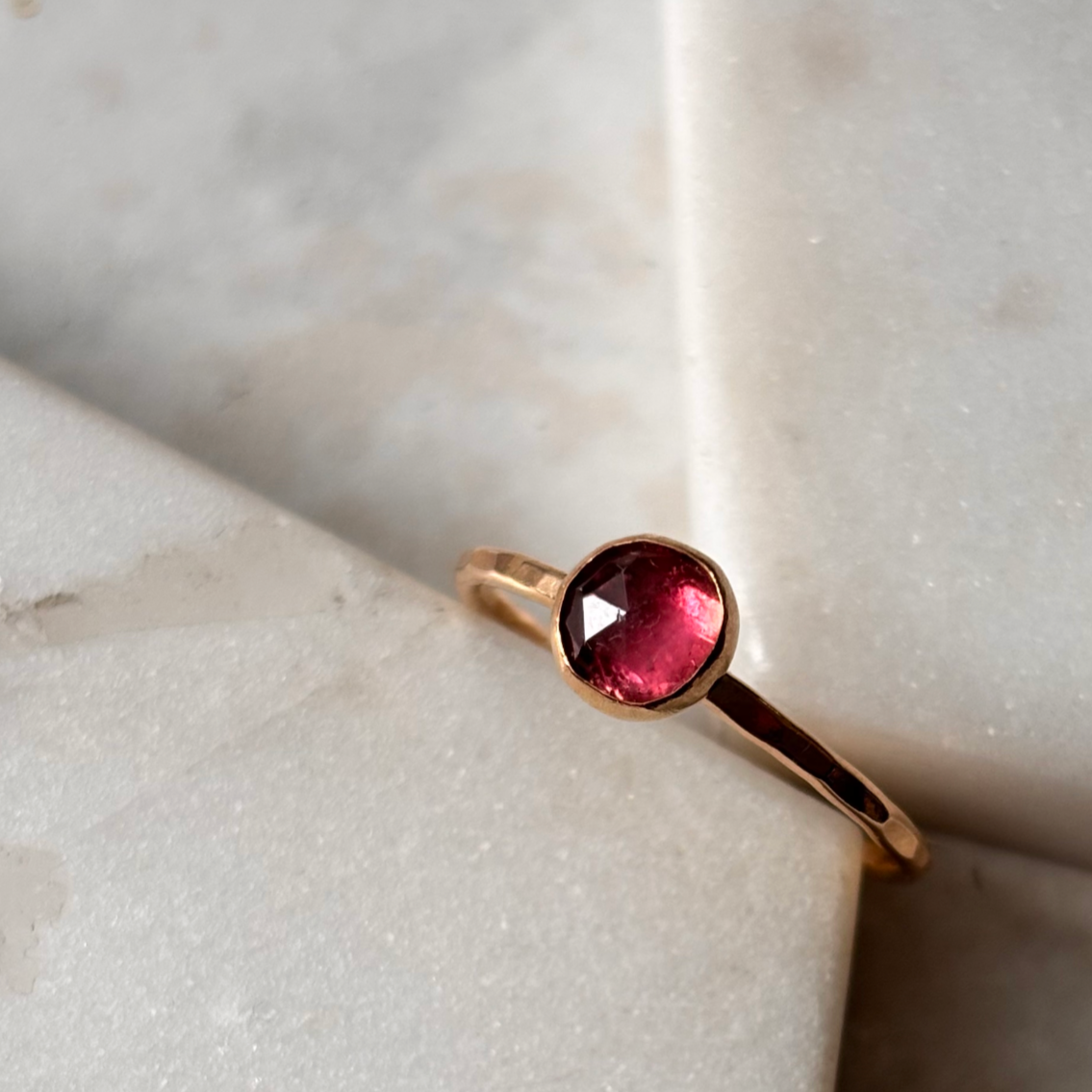 Pink Tourmaline Stacking Ring - 14k gold-fill