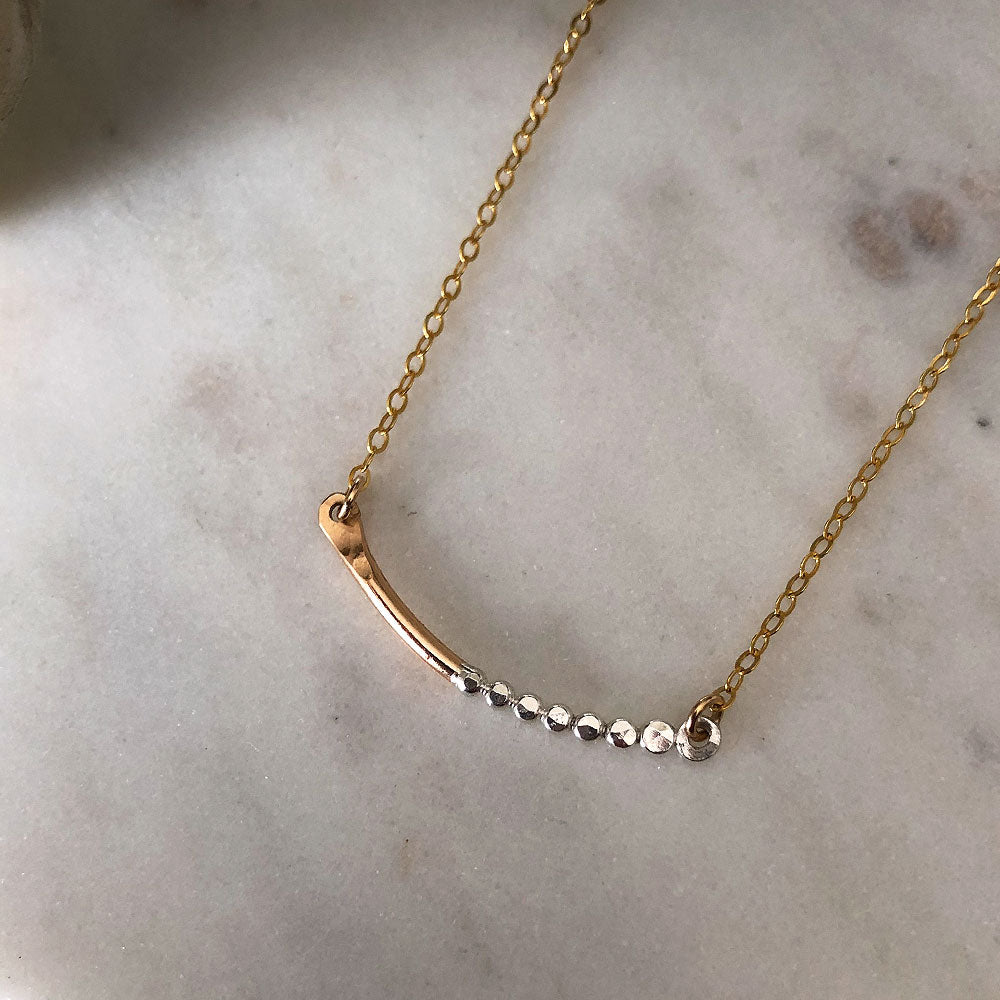 Mixed Metal Prism Bar Necklace