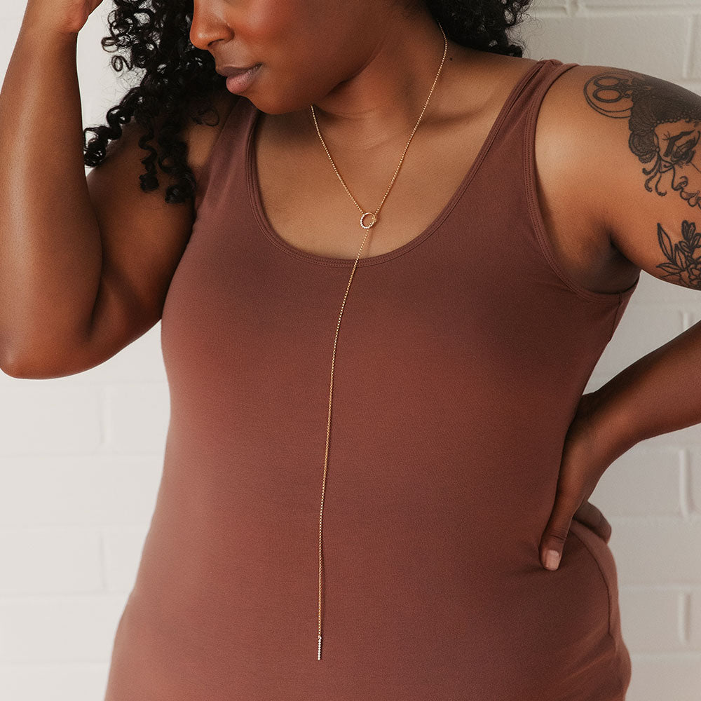 Mixed Metal Prism Lariat Necklace
