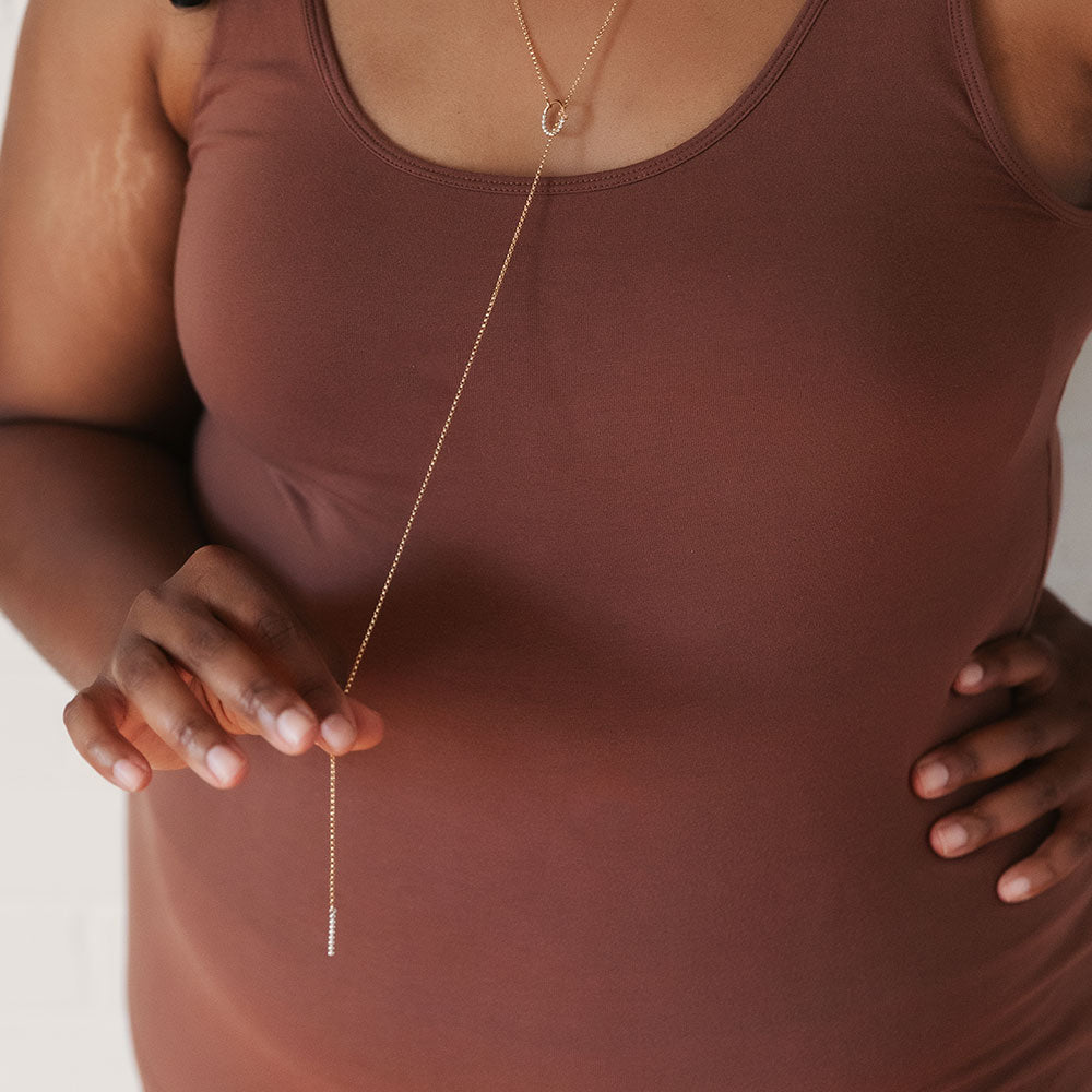 Mixed Metal Prism Lariat Necklace