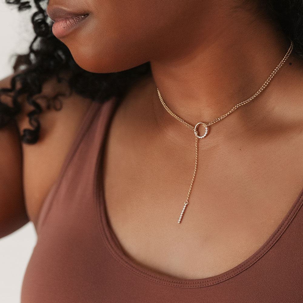 Mixed Metal Prism Lariat Necklace