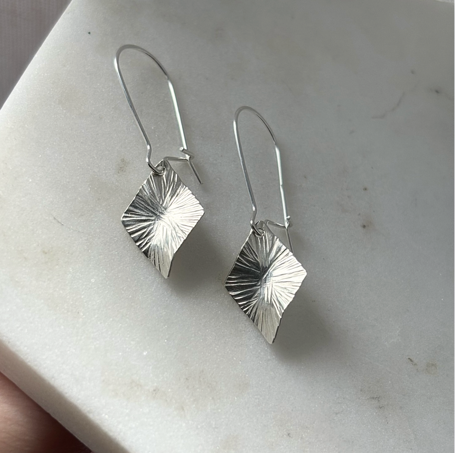 Sculptured Diamond Dangle Earrings