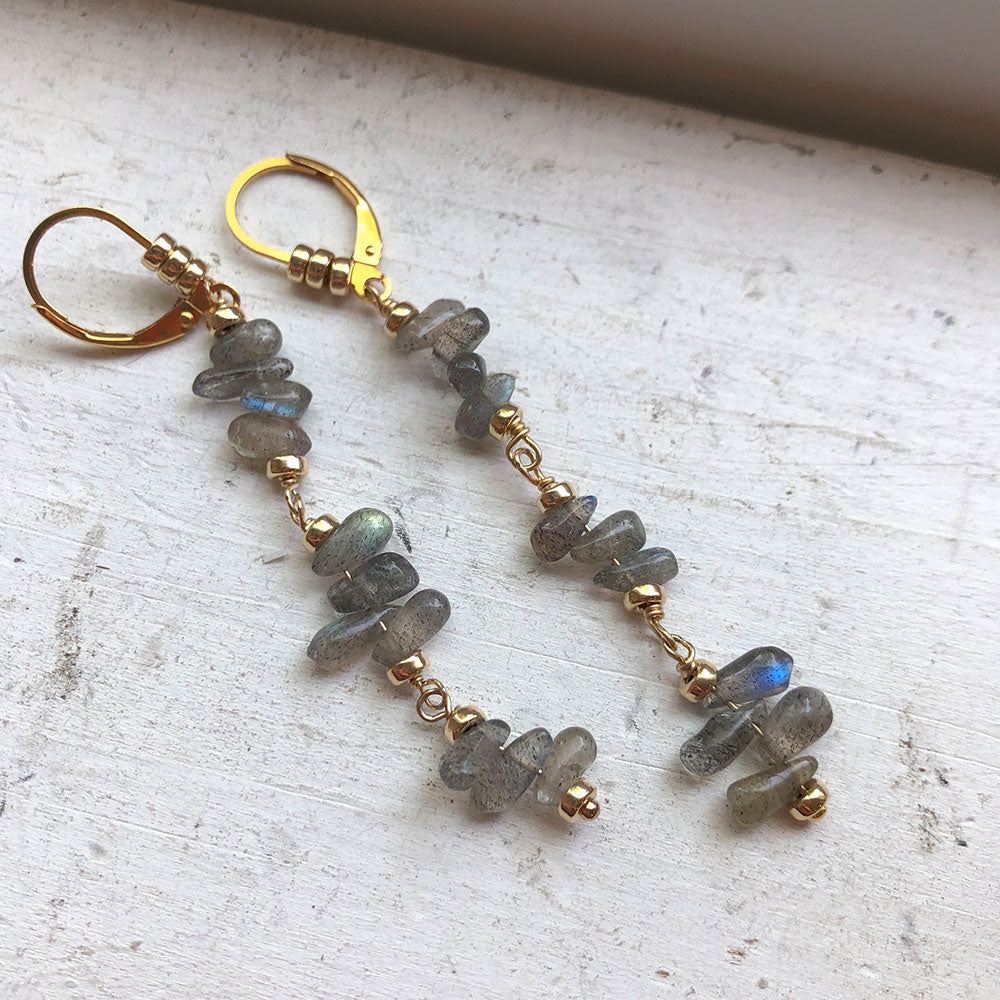 Shoulder Duster Earrings - Labradorite