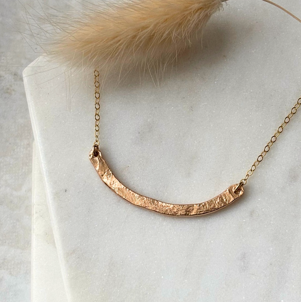 OOAK Stardust Curved Thick Bar Necklace - 14k Gold-fill