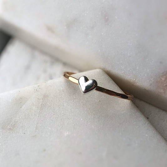Sweet Heart Stacking Ring - Mixed Metals