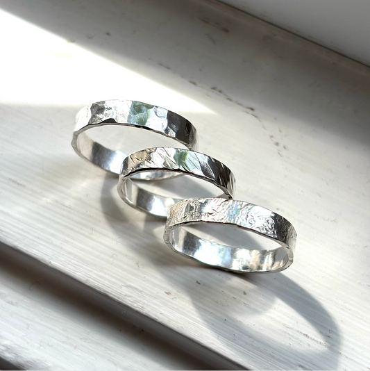 SILVER WIDE BAND RING CLASS / Sat Aug 8th / 2pm-4pm / Make a wide textured silver band ring