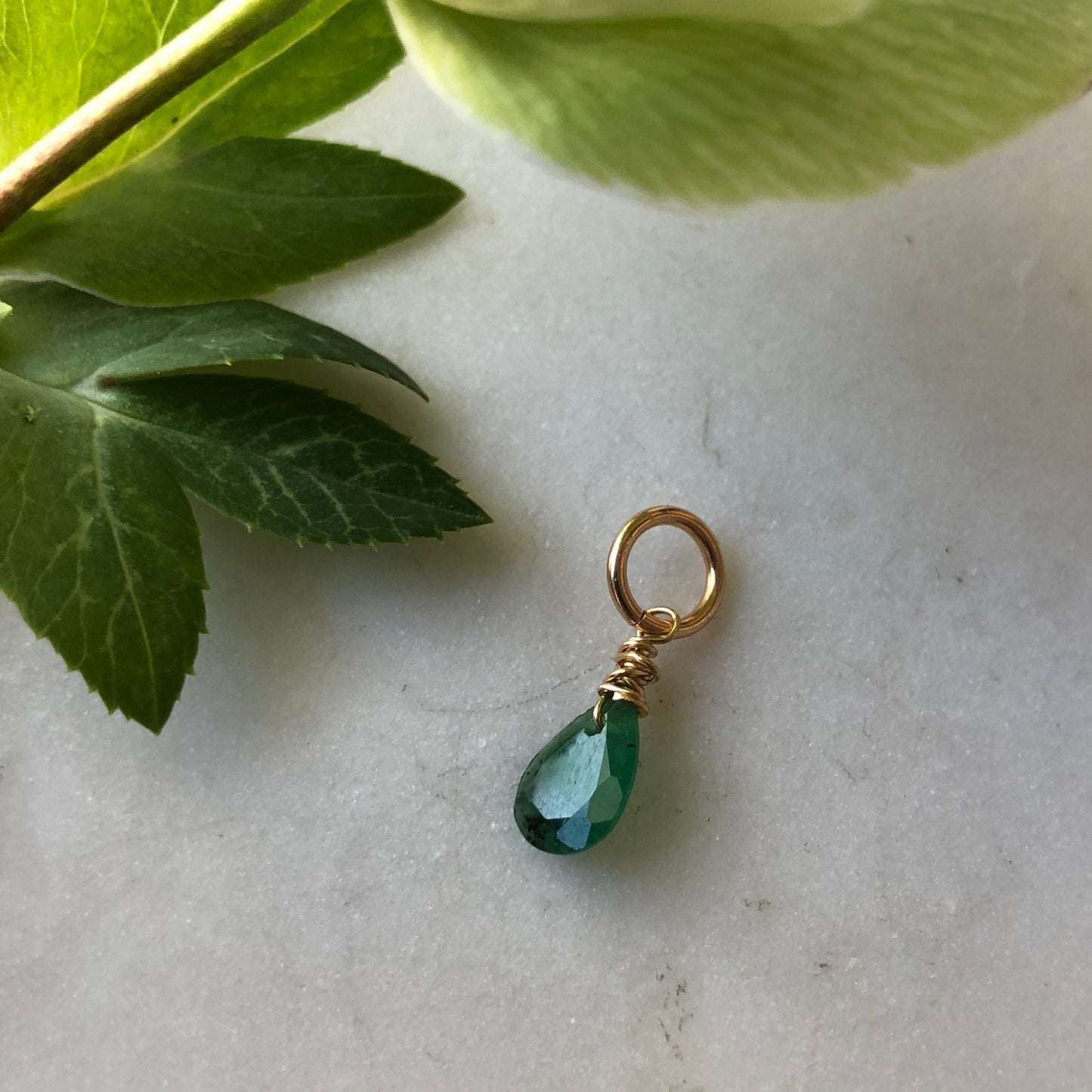 Emerald Teardrop Charm