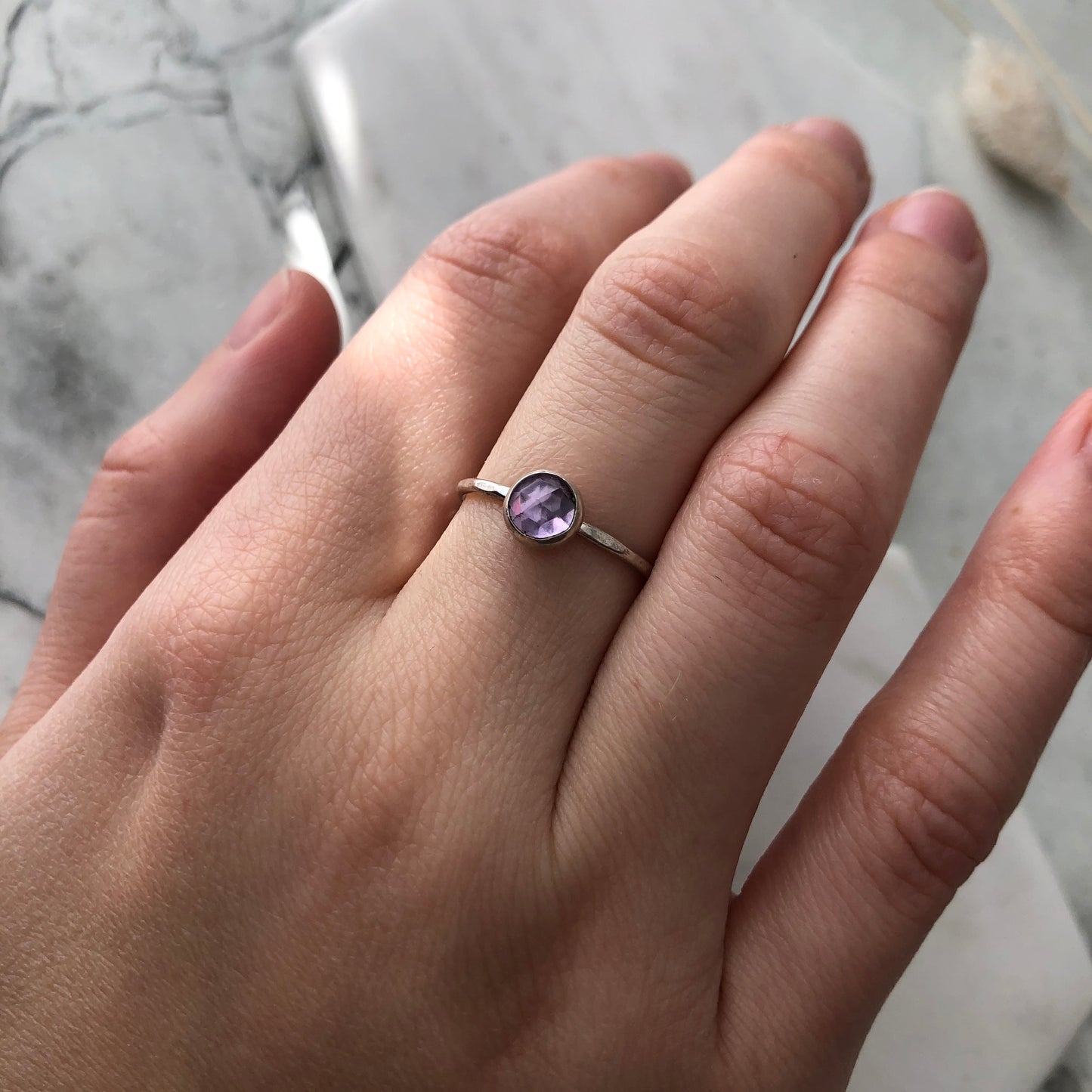 Amethyst Stacking Ring - Sterling Silver