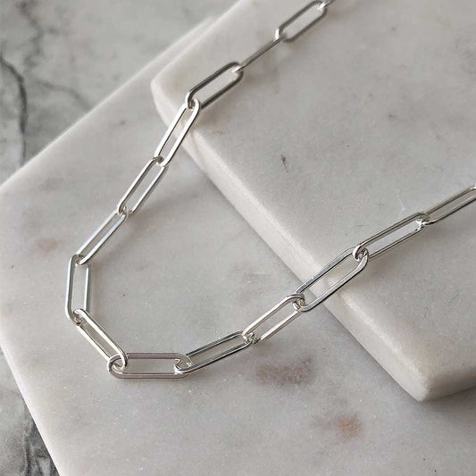 strut jewelry connection chain necklace large flat link sterling silver