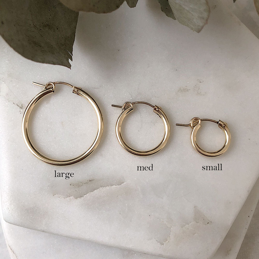 strut jewelry charm hoops large medium small 14k gold fill