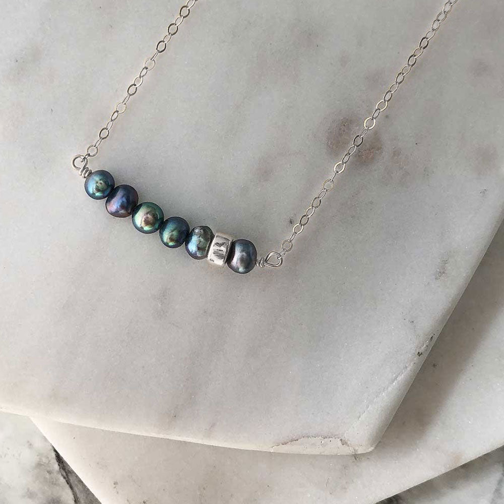 Iridescent bead necklace sales