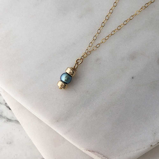 strut jewelry comfort collection iridescent pearl drop necklace 14k gold fill