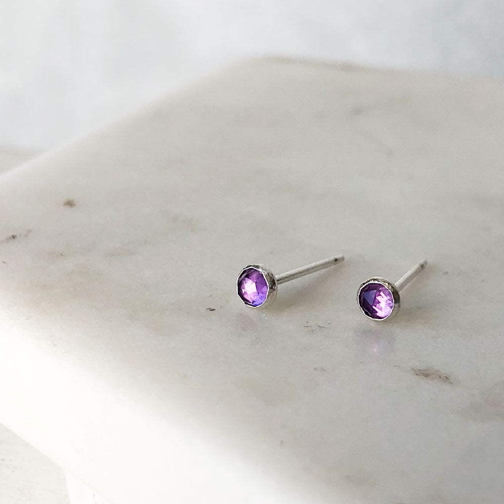 strut jewelry mini amethyst stud earrings