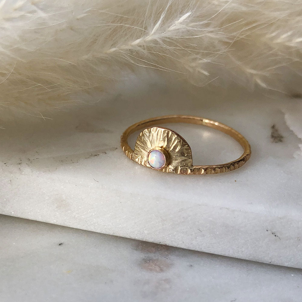strut jewelry opal sunburst ring