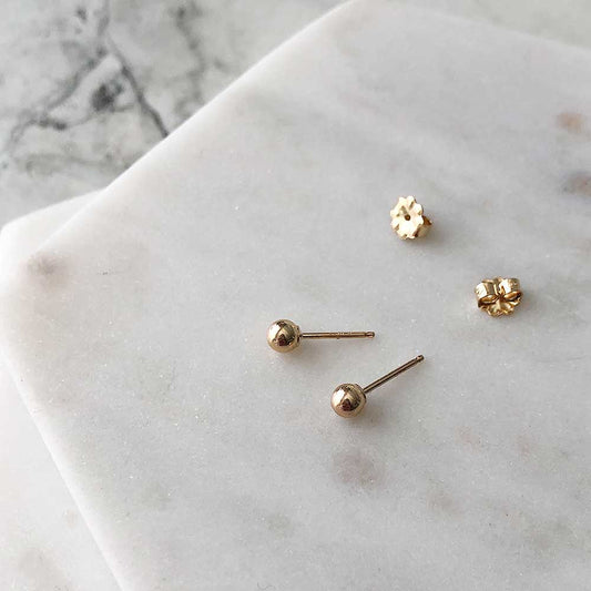 strut jewelry orb stud earrings 14k gold fill
