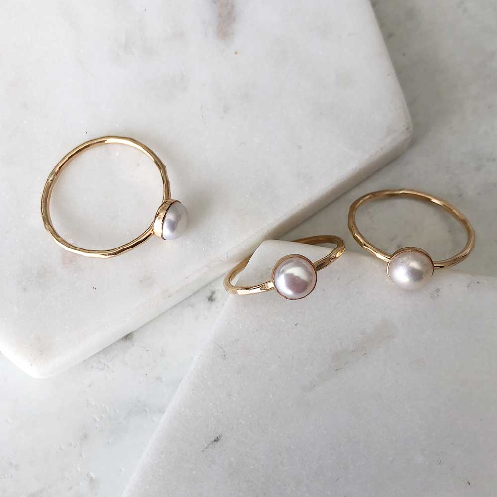 strut jewelry pearl stacking ring 14k gold fill