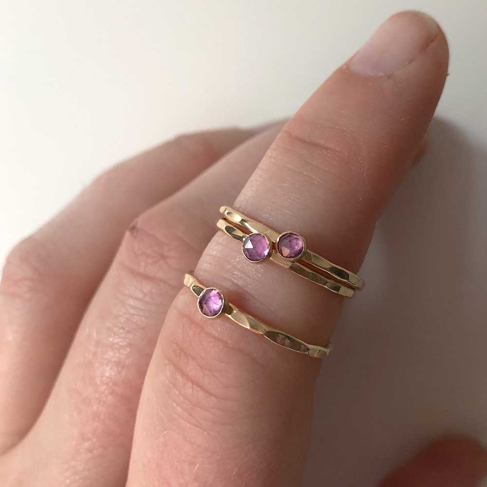 strut jewelry petite rhodolite garnet stacking ring 14k gold fill