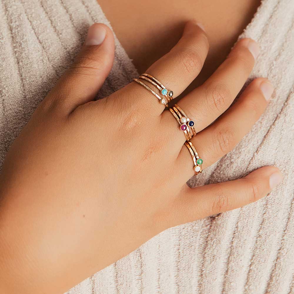 Petite Black Diamond Stacking Ring - 14k gold-fill