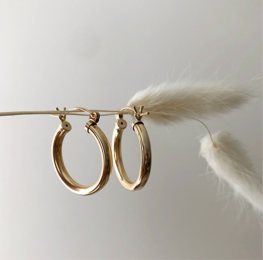 strut jewelry thick hoops 14k gold fill 