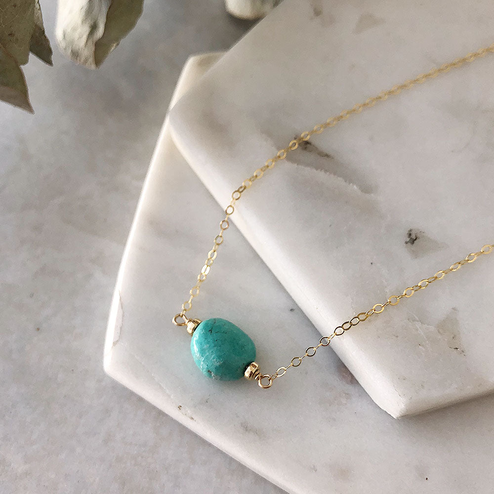 Turquoise Chunk Necklace - 14k gold-fill - OOAK