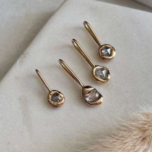 14k Solid Gold + Diamond Droplet Pendant