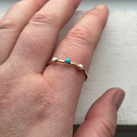 CLEARANCE Gold Fill Triple Gem Ring - Size 13
