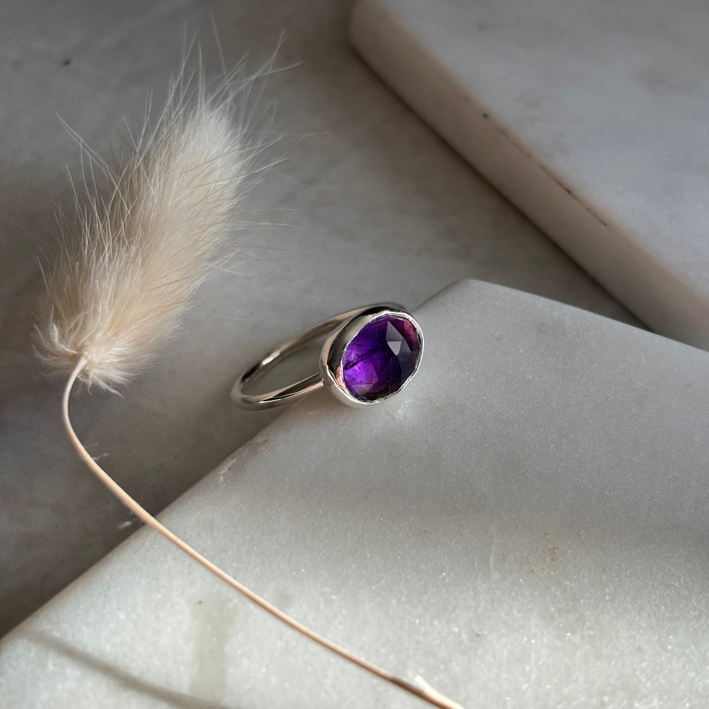 Faceted Amethyst Ring - Size 7