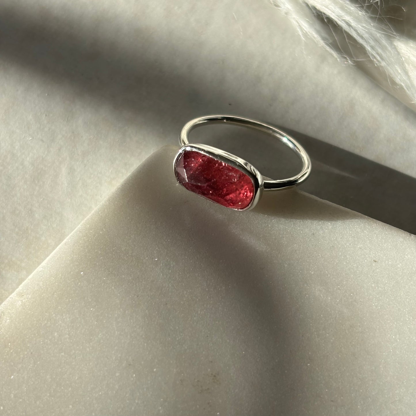 Faceted Pink Tourmaline Ring - Size 8