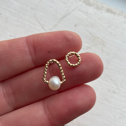 CLEARANCE Mismatched Gold-Fill Stud Earrings