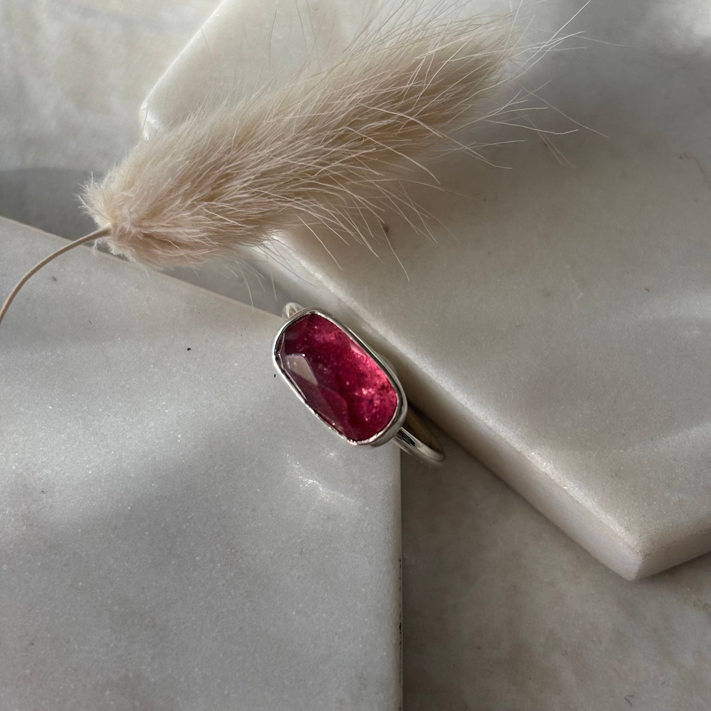 Faceted Pink Tourmaline Ring - Size 8