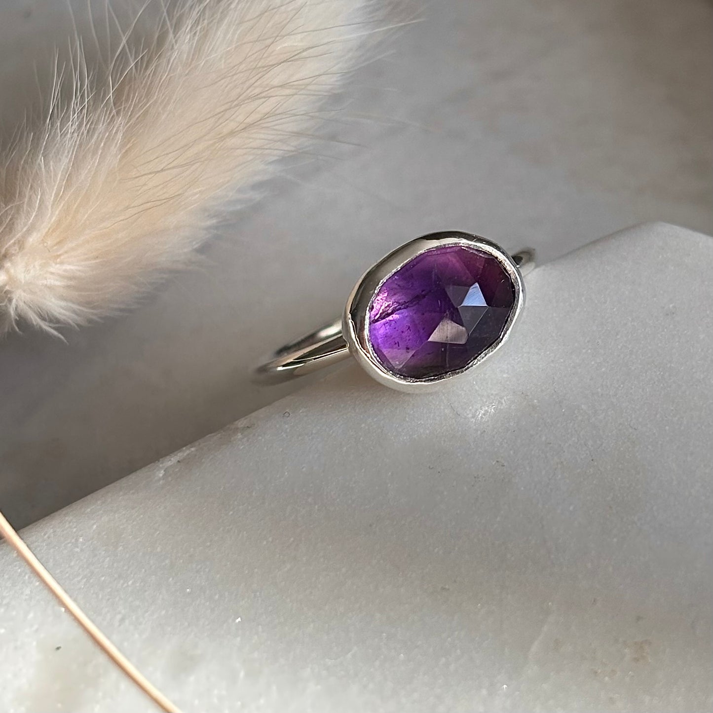 Faceted Amethyst Ring - Size 7