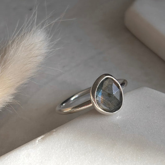 Faceted Labradorite Ring - Size 9.5