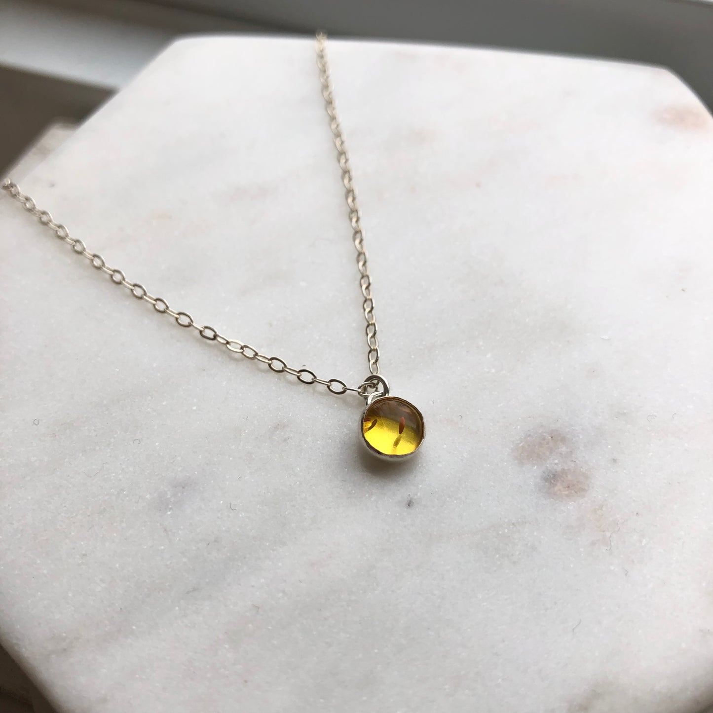 CLEARANCE Silver Amber Necklace