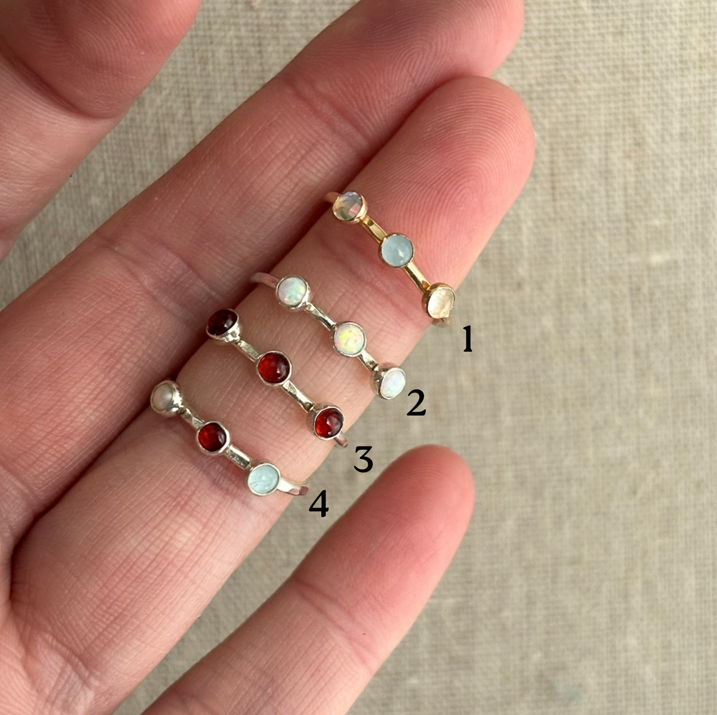 CLEARANCE - Triple Gemstone Ring - Size 5/5.5