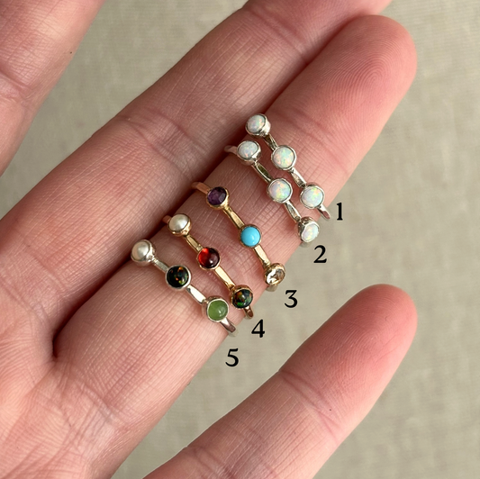 CLEARANCE - Triple Gemstone Ring - Size 6/6.5