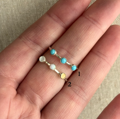 CLEARANCE - Triple Gemstone Ring - Size 8/8.5