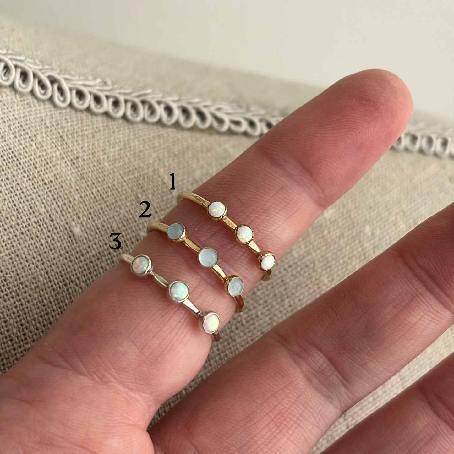 CLEARANCE - Triple Gemstone Ring - Size 9